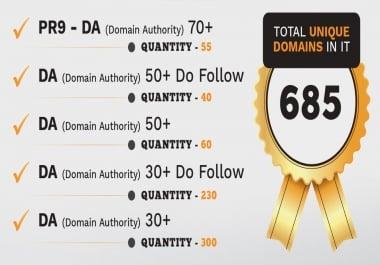 55 PR9 - DA Domain Authority 70+ Backlinks