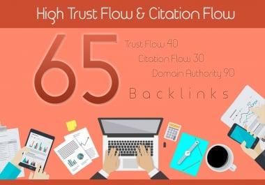 do 65 high TRUST flow and Citation flow dofollow backlinks on high da