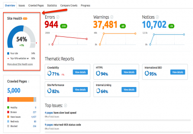Website Audit Report using SEMRush paid tool