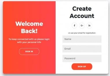I will create awesome Modern Animated login signup in html, CSS,  JavaScript form