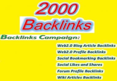 Create 2000 HQ Backlinks through SEO Campaign for your website ranking