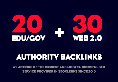 Do 20 Edu/Gov + 30 Web 2.0 Manual backlinks to rank your website on Search results