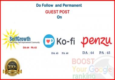 Publish a Guest Post On Selfgrowth,  Ko-fi and Penzu with your link