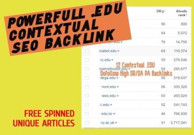 12 Contextual Real. EDU University High DR ahrefs DA PA Moz Dofollow SEO Quality Backlinks