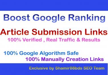 Verified 20 Article Submission Links DA50+ to Boost Google Ranking