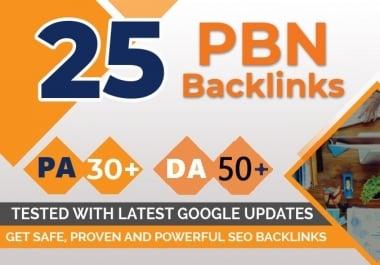 I will provide extremely powerful 25 homepage pbn da 50 plus to rank booster