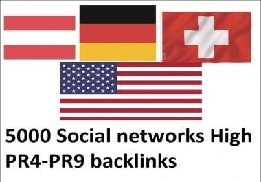 Get 5000 Social Networks High Dominating USA,  german,  austria,  switzerland Backlinks