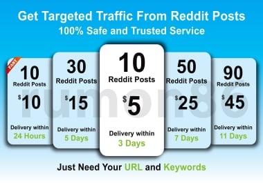 Boost your website Traffic and SEO Ranking by 10 Reddit posts