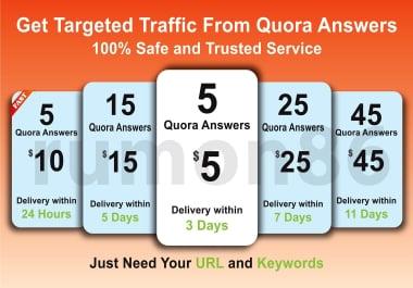 Promote your website in 5 Quora Answers with contextual link