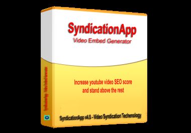 SyndicationApp - Youtube Video SEO Embed generator and backlinks Builder software