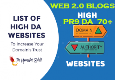 20 WEB 2.0 Blogs Safe SEO High DA 70+ PR9 Backlnks Latest 2020 UPDATE