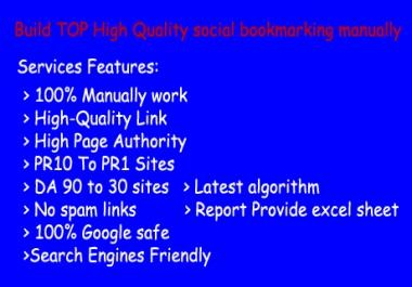 I will Build TOP 25 High Quality social bookmarking manually add your sites