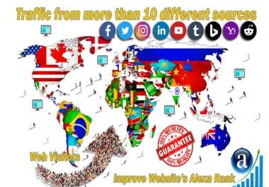High-Quality Traffic from more than 10 different sources and Target Country web visitors for 30 days