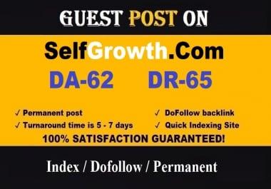 Publish Guest Post on Selfgrowth,  Self growth - Guaranteed Indexed