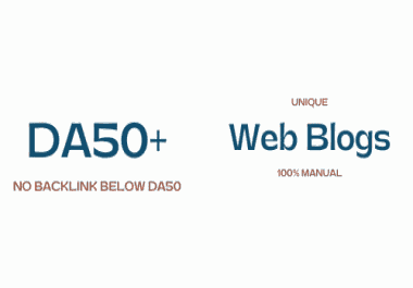35+ Manual Web Blogs backlinks from DA50+ premium domains to rank high competition keywod
