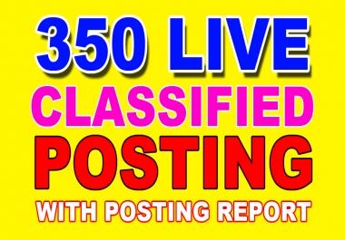 350 classified ads posting service with live link report any country