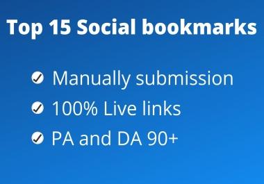 I will do Top 15 High Authority Social Bookmarking