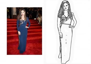 draw 3 your photo to blackwhite vector line art