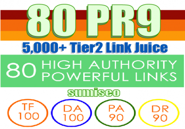 5080+ Backlinks Create 80 PR9 Backlinks DA-100 with 5000 Links Easy Link Juice & Faster Index