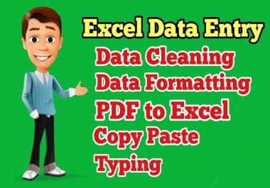 I will be your excel hero and do excel data entry,  data merge,  cleanup and formatting