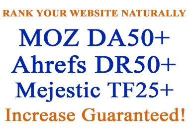 I will Rank Increase Your Website Ahrefs DR40+ Majestic TF10+ and Moz DA20
