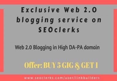 I will make 20 web 2.0 backlinks + 10 Bookmarking On High DA-PA website