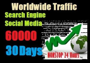 60000 Worldwide traffic from Search engine and social media