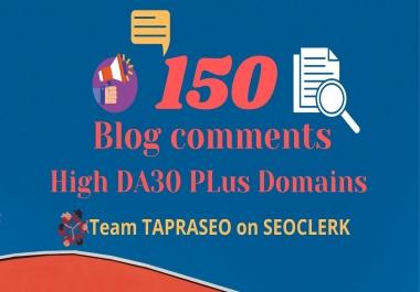 150 Dofollow Blog comment DA30 Plus domains