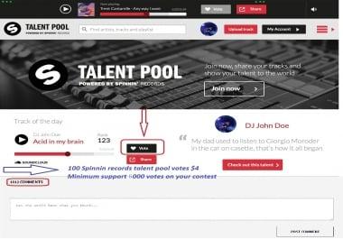 Promote 100 Spinnin Records Talent Pool Votes For Your Track