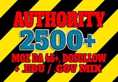 Get 2500+ DA 45+,  dofollow,  EDU and GOV backlinks mix