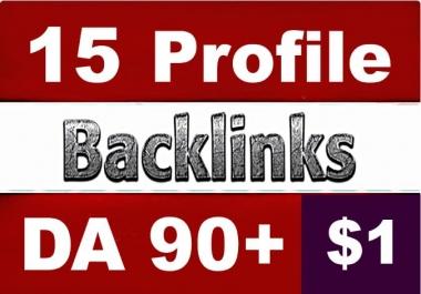 HQ 15 PR9 Profile Backlinks High 70-90 DA PA All PR-9 UNIQUE Domain