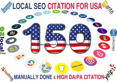 I will Build Top 150 Live USA Local Citation/Listing for Local SEO. 100 Satisfaction Guaranteed