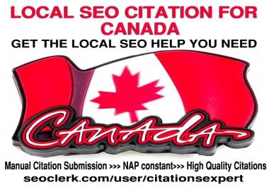 Do Manually TOP 40 Live Local Citations for Canada. Money-Back Guarantee