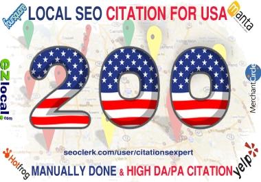 I will Build Manually Top 200 Live USA Local Citation/Listing for Local SEO. Satisfaction Guaranteed
