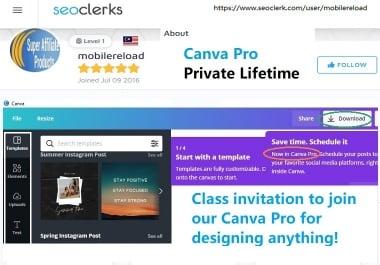 Invite You To Join The Designing Class Of Canva Pro Lifetime Account