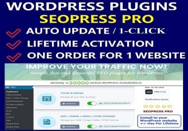 Install SEOPress Pro WordPress Plugin With License Activation For One Website