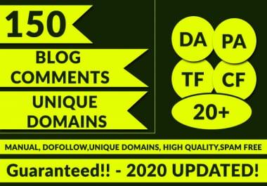 do 150 unique trust flow and citation flow blog comments with high da