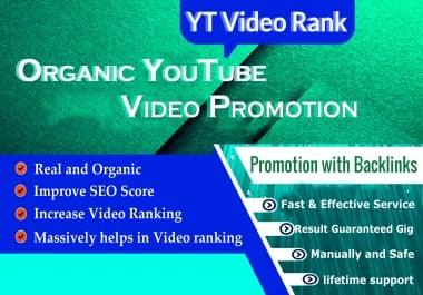 I will do organic youtube video promotion with backlinks and SEO
