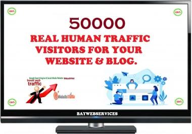 50000 Real Human Traffic & Social Visitors to website and blog
