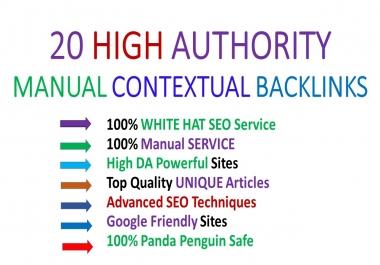 2021 Exclusive SEO Manually 20 High Authority Contextual Backlinks