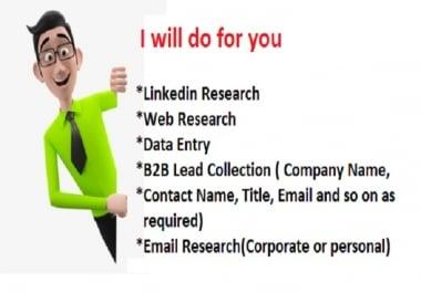 I will do b2b verified lead generation and web research