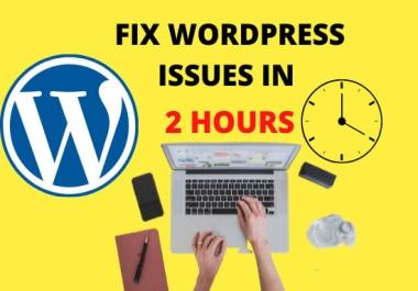 I will fix wordpress issues,  errors or problems in 2 Hours