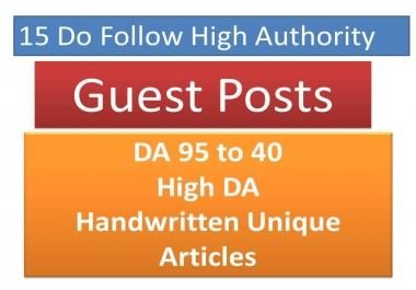 Publish 15 Unique Guest Posts articles on High DA Authority Backlinks