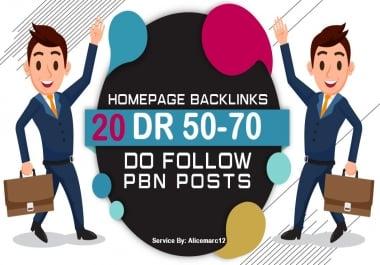 Homepage backlink 20 DR 50-70 Dofollow PBNs High Quality Links