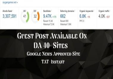 I will publish Guest post on high Da google news approved site