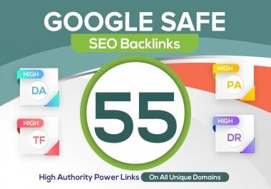 build 55 unique domain SEO backlinks on tf100 da100 sites