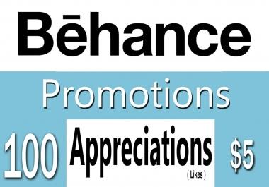 Buy 100 Behance Appreciations to Your Project