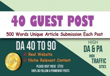 Write & Publish 40 Guest Post DA 95-50+ Site Permanent Article Submission For Higher Google Ranking