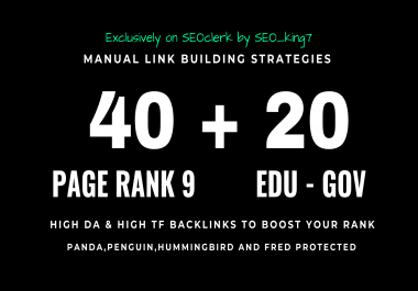 40 Pr9 + 20 Edu Gov High Trust SEO Authority Backlinks