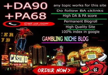 Give you backlink DA90x6 site gambling blogroll permanent
